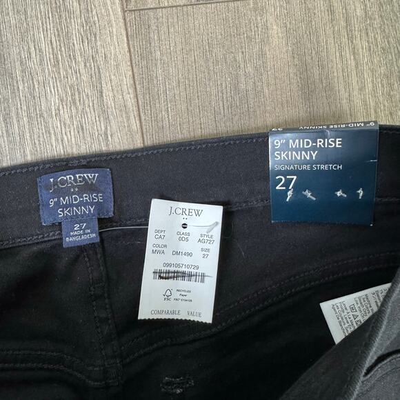 J Crew 9" Mid Rise Skinny Denim Casual Jeans US Women's 27 New - Picture 5 of 7